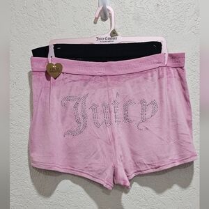 Juicy Couture Pajama Short Black Pink Velour Set XL New Sleepwear